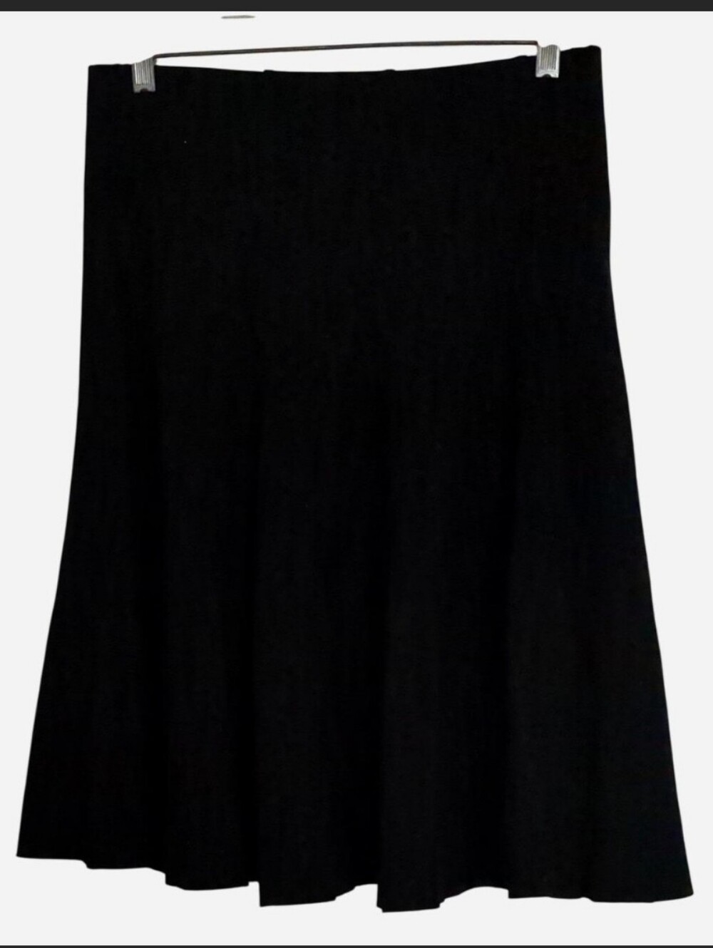 Elliott Lauren Black Knit Flared Midi Skirt | Viscose Blend Stretch | Size 6
